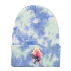 Illustration Of Eiffel Tower In Paris Tie Dye 12in Knit Beanie