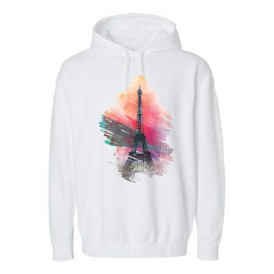 Illustration Of Eiffel Tower In Paris Garment-Dyed Fleece Hoodie