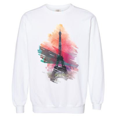 Illustration Of Eiffel Tower In Paris Garment-Dyed Sweatshirt