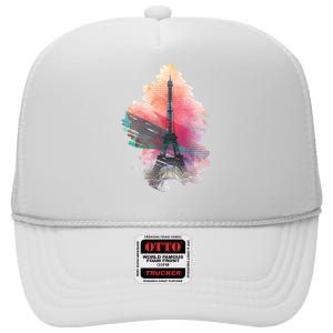 Illustration Of Eiffel Tower In Paris High Crown Mesh Back Trucker Hat