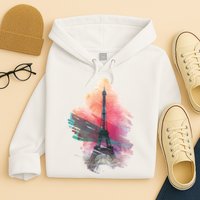 Illustration Of Eiffel Tower In Paris Hoodie