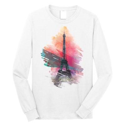 Illustration Of Eiffel Tower In Paris Long Sleeve Shirt
