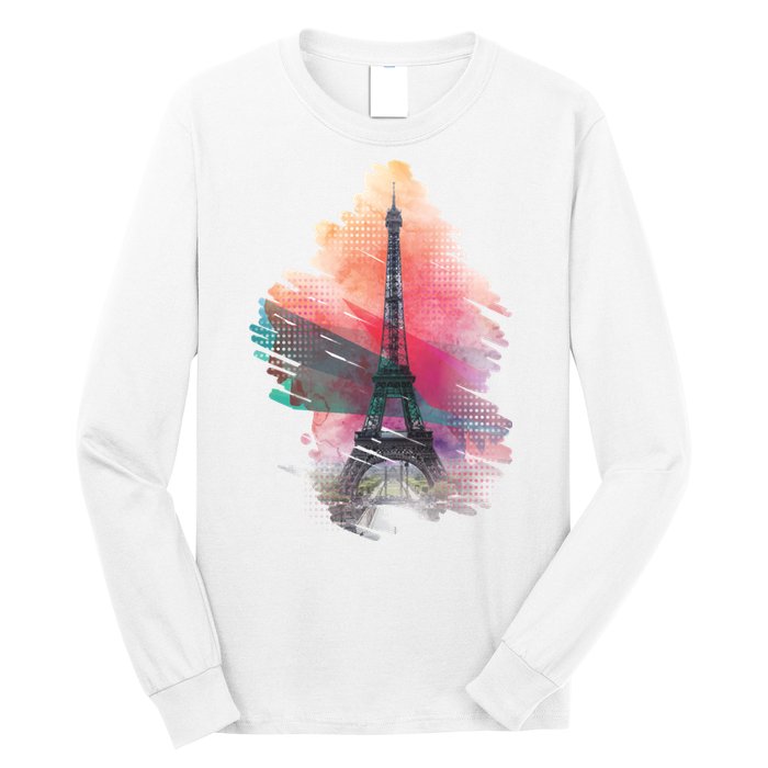 Illustration Of Eiffel Tower In Paris Long Sleeve Shirt