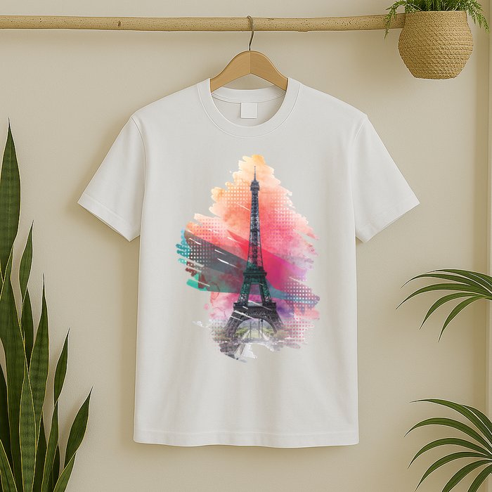Illustration Of Eiffel Tower In Paris T-Shirt