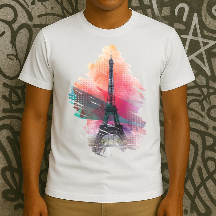 Illustration Of Eiffel Tower In Paris T-Shirt