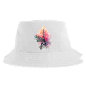 Illustration Of Eiffel Tower In Paris Sustainable Bucket Hat