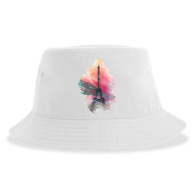Illustration Of Eiffel Tower In Paris Sustainable Bucket Hat