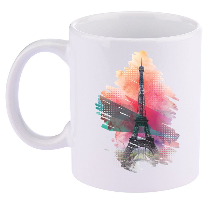 Illustration Of Eiffel Tower In Paris 11oz C Handle Ceramic Mug