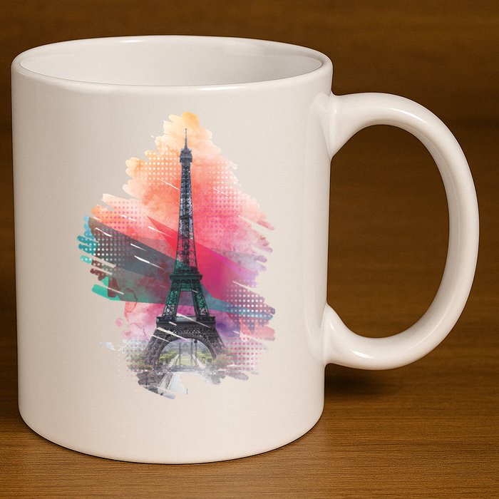 Illustration Of Eiffel Tower In Paris 11oz C Handle Ceramic Mug
