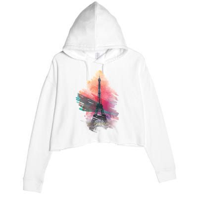Illustration Of Eiffel Tower In Paris Crop Fleece Hoodie