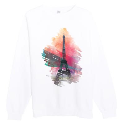 Illustration Of Eiffel Tower In Paris Premium Crewneck Sweatshirt