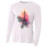 Illustration Of Eiffel Tower In Paris Cooling Performance Long Sleeve Crew
