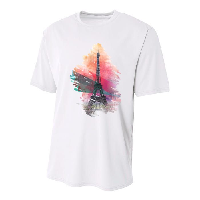 Illustration Of Eiffel Tower In Paris Youth Performance Sprint T-Shirt