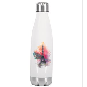 Illustration Of Eiffel Tower In Paris Stainless Steel Insulated Water Bottle