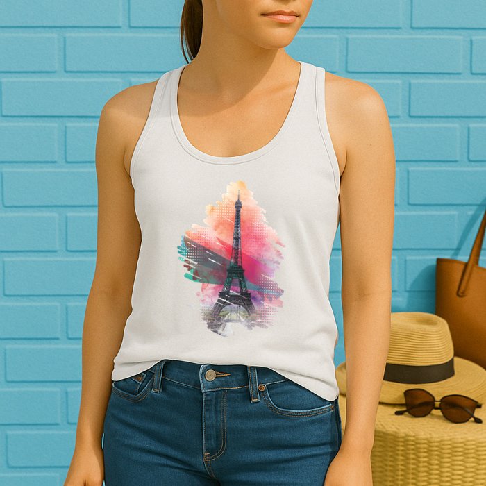 Illustration Of Eiffel Tower In Paris Womens Tank Top
