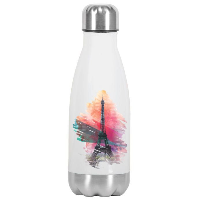 Illustration Of Eiffel Tower In Paris Stainless Steel Insulated Water Bottle