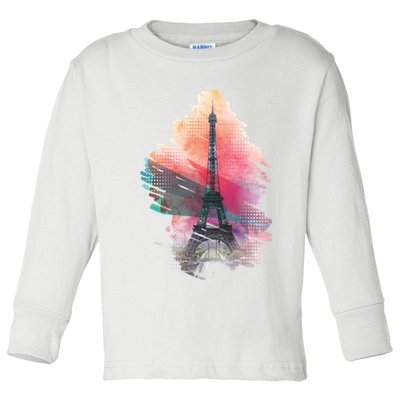 Illustration Of Eiffel Tower In Paris Toddler Long Sleeve Shirt