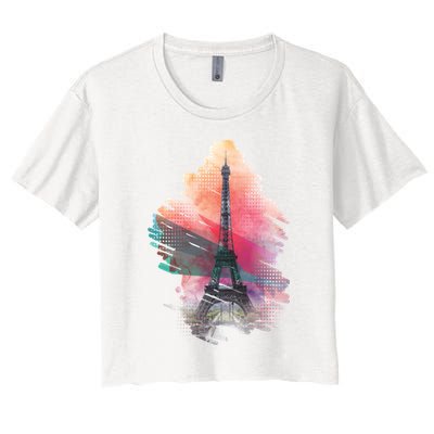 Illustration Of Eiffel Tower In Paris Crop Top