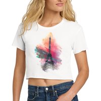 Illustration Of Eiffel Tower In Paris Crop Top