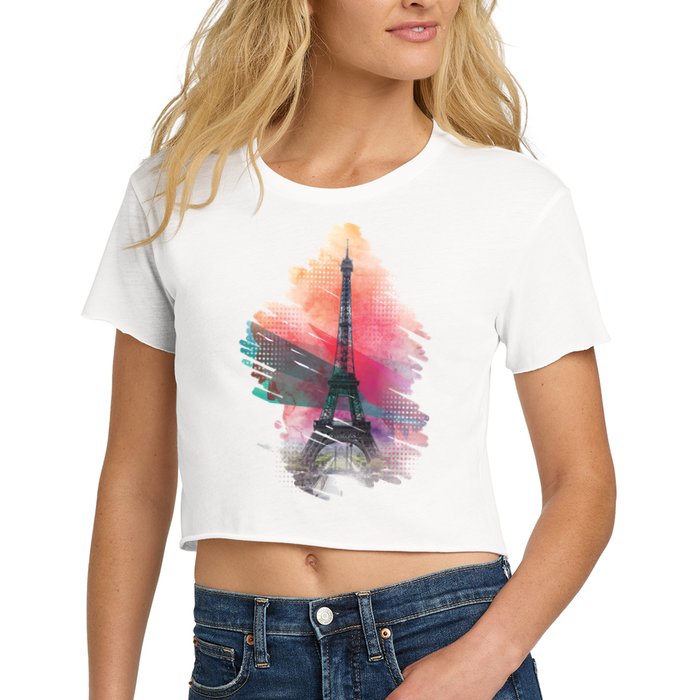 Illustration Of Eiffel Tower In Paris Crop Top