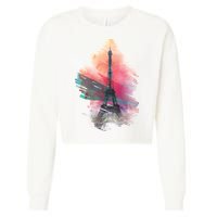 Illustration Of Eiffel Tower In Paris Cropped Pullover Crew