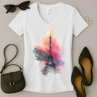 Illustration Of Eiffel Tower In Paris Women's V-Neck T-Shirt