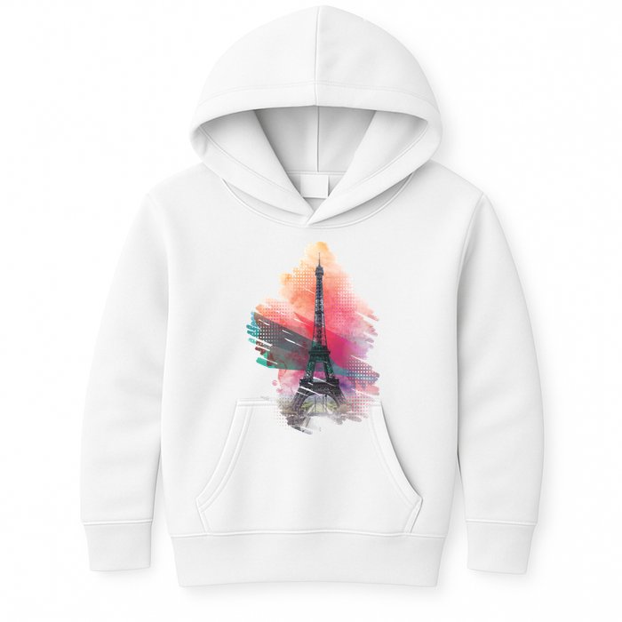 Illustration Of Eiffel Tower In Paris Kids Hoodie