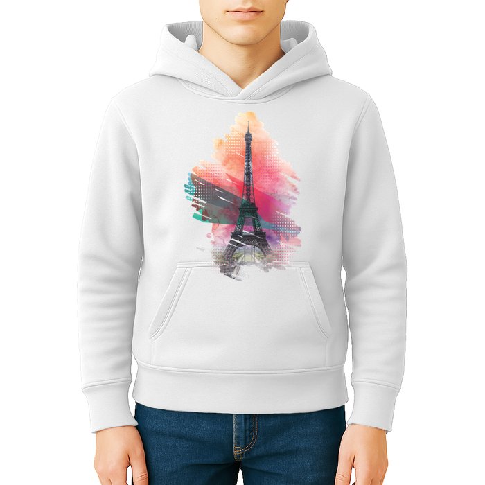 Illustration Of Eiffel Tower In Paris Kids Hoodie