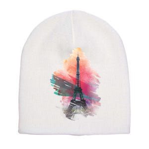 Illustration Of Eiffel Tower In Paris Short Acrylic Beanie