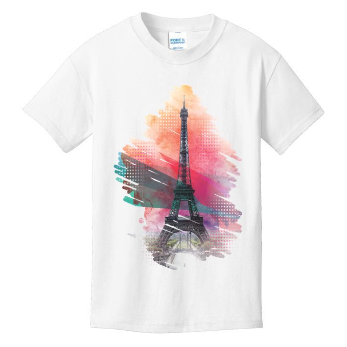 Illustration Of Eiffel Tower In Paris Kids T-Shirt