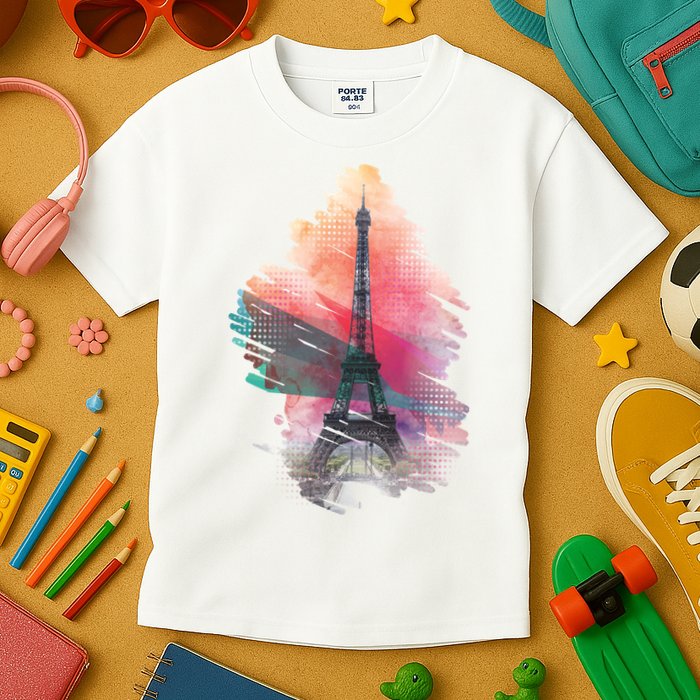 Illustration Of Eiffel Tower In Paris Kids T-Shirt