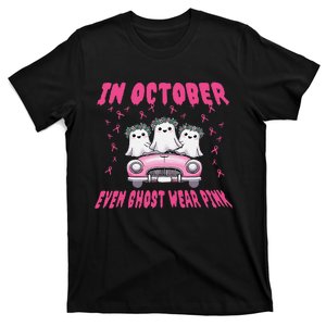 In October Even Ghost Wear Pin.K Halloween Breast Cancer T-Shirt