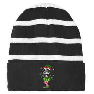 Im Oma Elf Cute Family Christmas Matching Striped Beanie with Solid Band