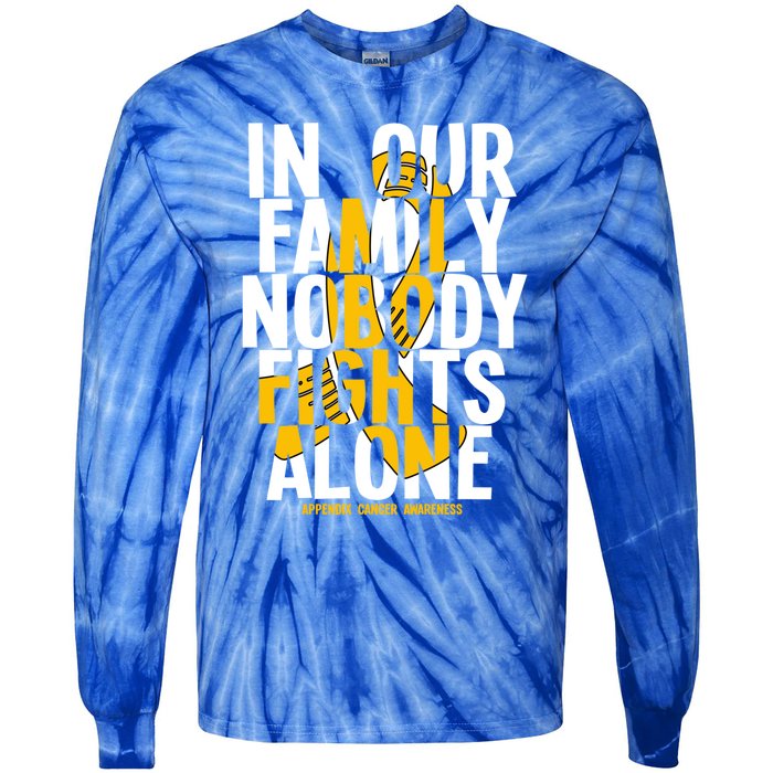 In Our Family Nobody Fights Alone Appendix Cancer Awareness Great Gift Tie-Dye Long Sleeve Shirt