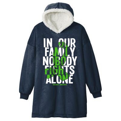 In Our Family Nobody Fights Alone Scoliosis Awareness Cool Gift Hooded Wearable Blanket