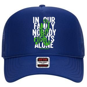 In Our Family Nobody Fights Alone Scoliosis Awareness Cool Gift High Crown Mesh Back Trucker Hat