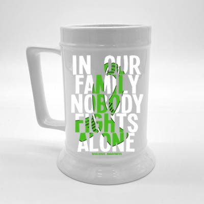 In Our Family Nobody Fights Alone Scoliosis Awareness Cool Gift Beer Stein