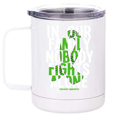 In Our Family Nobody Fights Alone Scoliosis Awareness Cool Gift 12 oz Stainless Steel Tumbler Cup