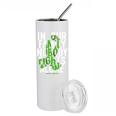 In Our Family Nobody Fights Alone Scoliosis Awareness Cool Gift Stainless Steel Tumbler