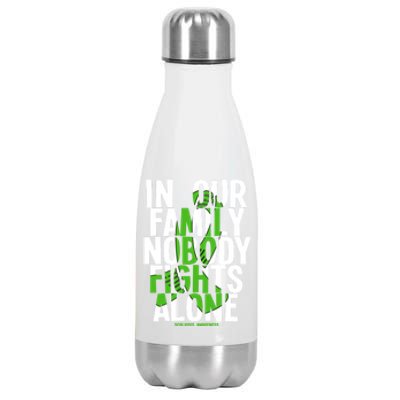 In Our Family Nobody Fights Alone Scoliosis Awareness Cool Gift Stainless Steel Insulated Water Bottle