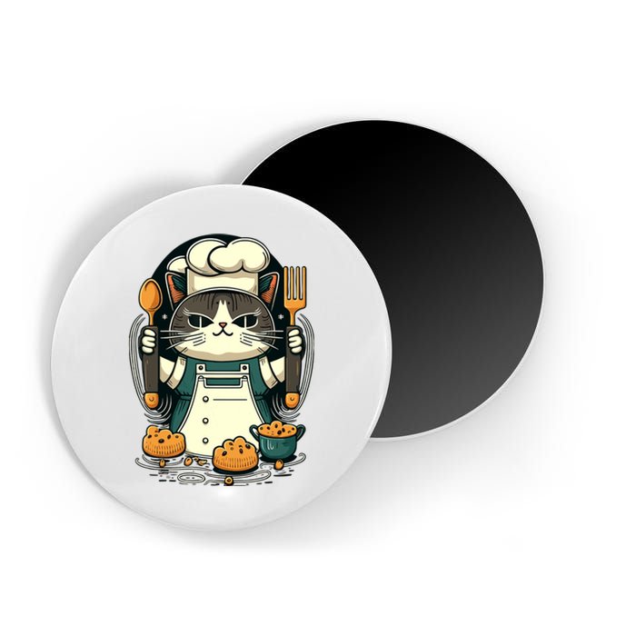 Illustration Of Funny Chef Cat Ready To Cook Magnet