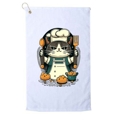 Illustration Of Funny Chef Cat Ready To Cook Platinum Collection Golf Towel