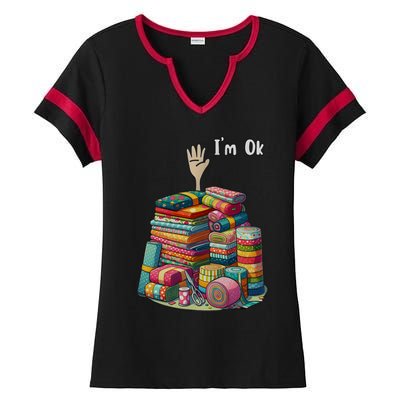 IM Okay Funny Quilting Ladies Halftime Notch Neck Tee