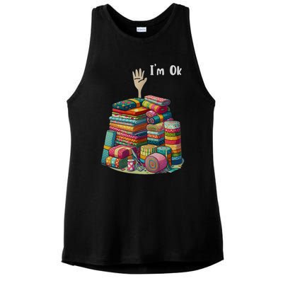 IM Okay Funny Quilting Ladies PosiCharge Tri-Blend Wicking Tank