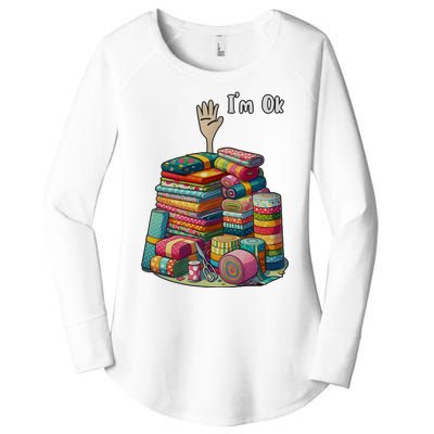 IM Okay Funny Quilting Women's Perfect Tri Tunic Long Sleeve Shirt