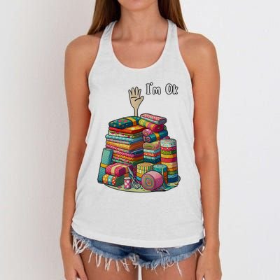 IM Okay Funny Quilting Women's Knotted Racerback Tank