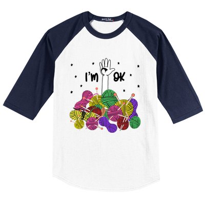 Im Ok Funny Yarn Knitting Crochet Funny Crocheting Baseball Sleeve Shirt