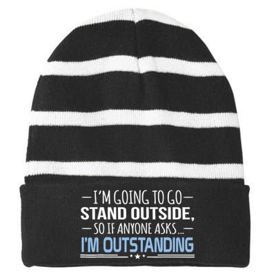 I'm Outstanding Funny Sarcasm Graphic Striped Beanie with Solid Band