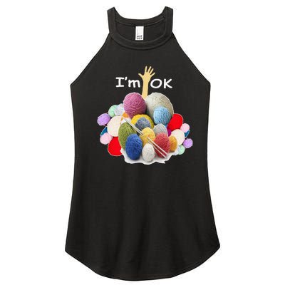 I’m Ok Funny Crochet And Knitting Yarn Mess Women’s Perfect Tri Rocker Tank