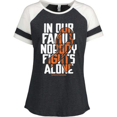 In Our Family Nobody Fights Alone Leukemia Awareness Month Meaningful Gift Enza Ladies Jersey Colorblock Tee